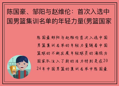 陈国豪、邹阳与赵维伦：首次入选中国男篮集训名单的年轻力量(男篮国家集训队员名单)